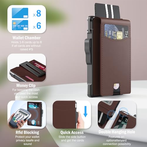 Umoven Slim Leather RFID Blocking Bifold Wallet, Coffee Brown