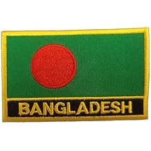 1 PSC Bangladesh Flag Embroidered Patch, Iron-On, 3.15 x 2 inches, Red and Black Bangladesh