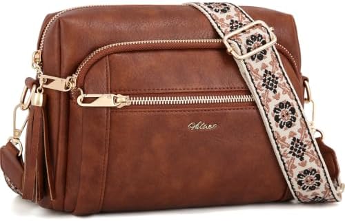 HILAEX Umhängetasche Damen Anti Diebstahl, Handtasche Damen Mittelgroß | mit 4 Fächern, mit Verstellbar Abnehmbar Breiter Gurt