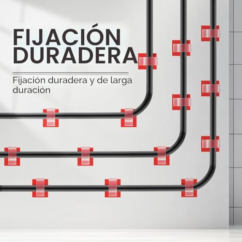 Miniatura 5 de Aujzoo 50 Piezas De Clips Y Ganchos Adhesivos Para Cables, Soporte De Gestión De Cables Para Organizador, Pared, Escritorio, Hogar Y Oficina