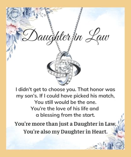 JERSURY To My Daughter in Law Necklace Gift From Mother in Law Honor Pendant Jewelry with Message Card and Led Box. Surprise Gift for Daughter in Law Necklace