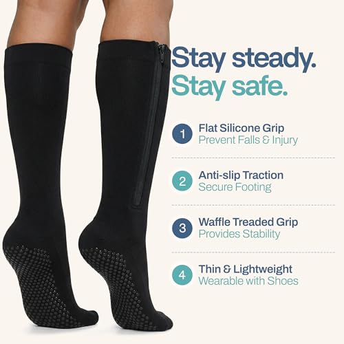 Image of TheraMagic Zipper Compression Socks for Men & Women, 20-30mmHg Closed Toe Graduated Zippered Compression Stocking
