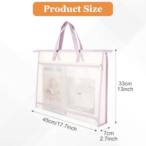 Image of 6 Pack A3 Size Project Bags for Quilting, Sewing Project Bag with Zipper, Quilting Craft Organizer Storage Bags with Handle and Pocket, Clear Mesh Sewing Bags Organizer for Artworks Crafts