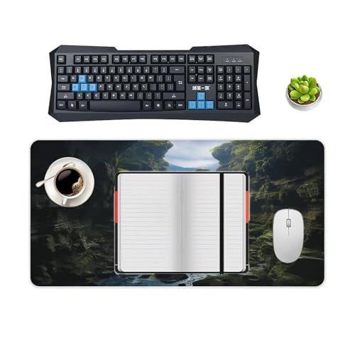 Mouse Pad Waterfall Cliff Desk Mat grande de goma miniatura 4