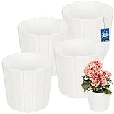 KOTARBAU® 4er Set Blumentopf - Pflanzkübel - ⌀ 17 cm H: 15 cm – Weiß – Kunststoff - Pflanztopf für Zimmerplanzen - Blumentöpfe - Groß - Außen – Übertopf – Balkon – Dekorativ