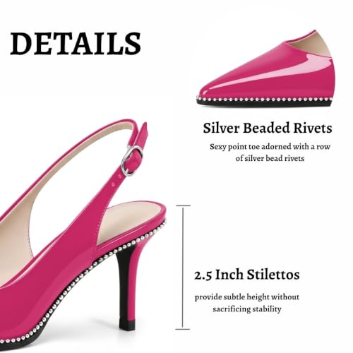 Image of YODEKS Slingback Heels for Women Pointy Toe Beaded Heels Close Toe Kitten Heel Pumps 2.5 Inch Stiletto Pumps Wedding Party Dressy Shoes