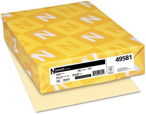 Exact Index Card Stock, 110 lb Index Weight, 8.5 x 11, Ivory, 250/Pack
