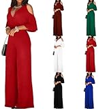 Wedding Guest Jumpsuit for Women Elegant V Neck Wide Leg Long Pants Summer Casual Bow Tie Plus Size Romper Elegant Jumpsuits for Women Loose Fit Summer Rompers Red Jumpsuits Womens Rompers 2024