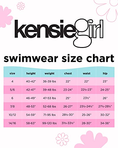 Kensie Girl Rash Guard - One-Piece Upf 50+ Quick Dry Quarter Zip Swimsuit (Little Girl/Big Girl), Size 7-8, Pink Butterfly #TOP4