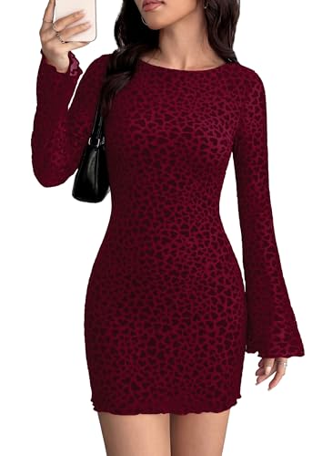 Image of PRETTYGARDEN Women's Fall Floral Long Sleeve Mini Dress