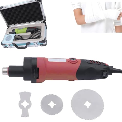 Cortador de yeso médico eléctrico, sierra ortopédica de 12500 rpm con 3 cuchillas, 6 engranajes ajustables, ruido sin carga ≤ 90 db, incluye caja de almacenamiento dedicada para hospitales y clínicas