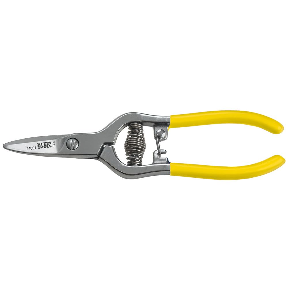 Klein Tools 24001 | Rapid Cutting Snip | Lama dentellata | Impugnature spring loaded | Blocco di chiusura | Rivestimento nickel chrome | 16,8 cm