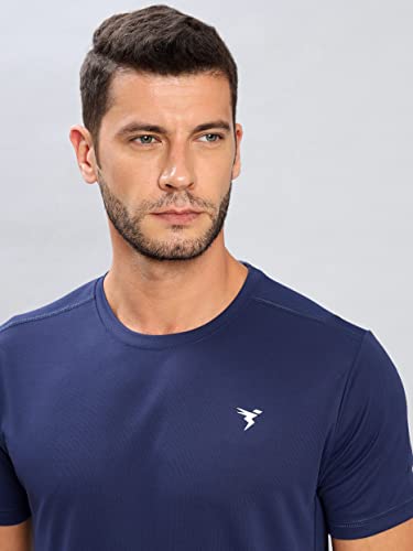 Image of TECHNOSPORT Men's Slim Fit Polyester Activewear Sports T-Shirt with Moisture-Wicking Comfort for Workout, Running & Gym