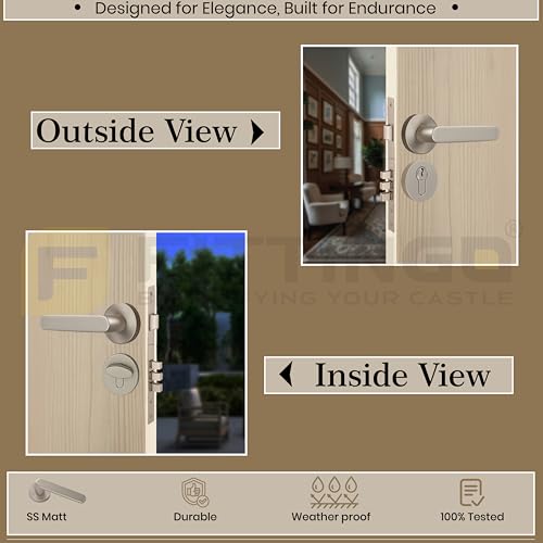 Image of Vigo Mortise Door Handle Lock Set /Premium Zinc Alloy Door Handle with Lock /Heavy-Duty Main Door Handle with Locks for Home, Office & Hotel Doors - 3 Years Warranty (Satin Matt)