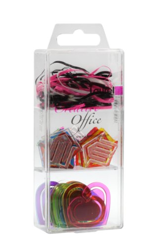 Laurel Trio-Box Herz, Pfeilklips und Gummi Band, farbig sortiert
