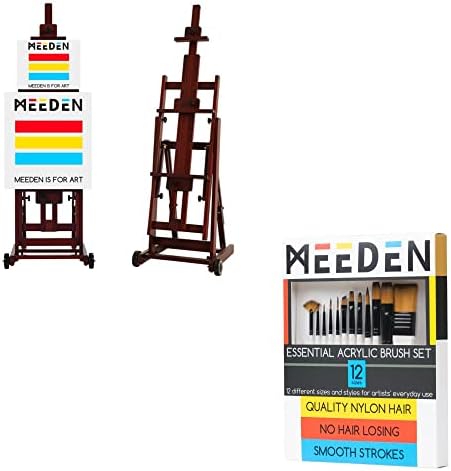 MEEDEN Multi-Function Studio Easel Bundle 12 Pcs Acrylic Brush
