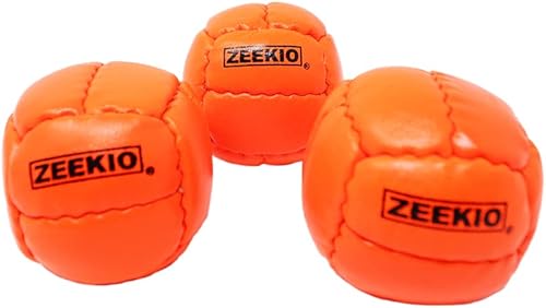 Vista 17 de Zeekio Galaxy Malabares - Pelotas de cuero genuino de 12 paneles de primera calidad, 4.59 oz, 2.638 in, paquete de 3 (rojo)