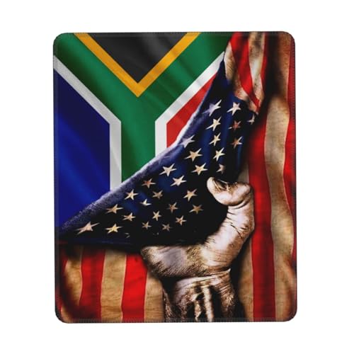 America and South Africa South African Flag Mouse Pad with Stitched Edge Comfortable Mouse Pads with Non-Slip Rubber Base for Gaming Office Work Home 10 X 12 Inch