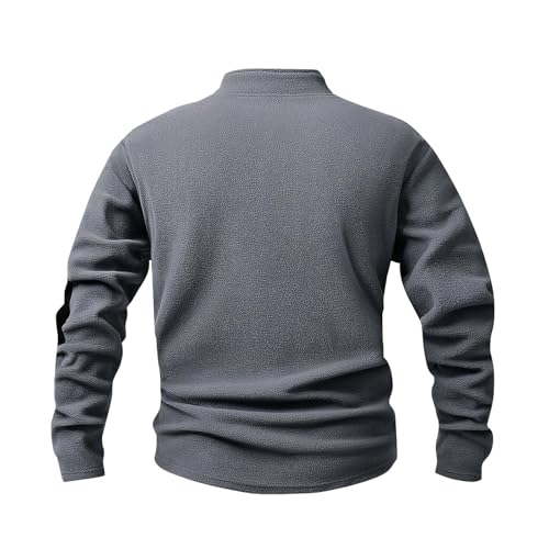 Mens Quarter Zip Fuzzy Sweatshirts Long Sleeve Stand Collar Pullover Sweater Big Tall Casual Warm Fall Winter Clothes4