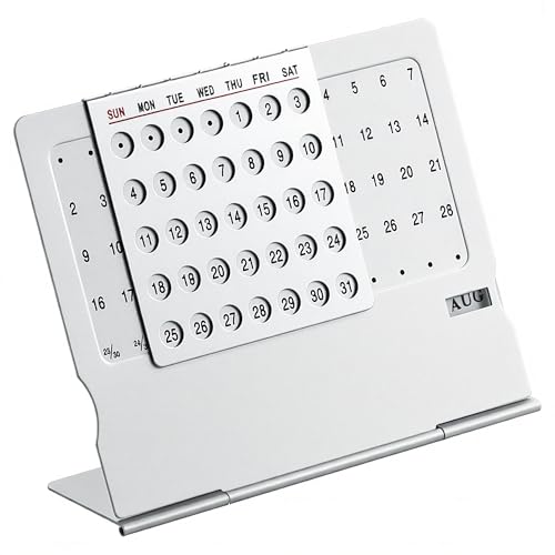 Li&Zhao Mini Desktop Perpetual Calendar - Durable Stainless Steel Portable Desk Organizer Elegant Perpetual Desk Calendar for Home Office Modern Perpetual Calendar Desk Accessory Adjustable Design