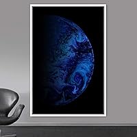 Framed Canvas Wall Art Planet Astronomy & Space Bedroom Colorful Contemporary Moon Multicolor Photography - 16x24 inches