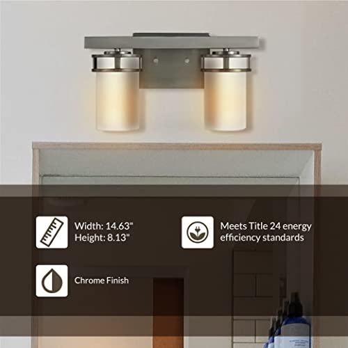 Image of Generation Lighting 4421602-05 2-Light Robie Bath Fixture Wall Lamp Chrome 4421602-05, Bathroom Light Fixture for Home Decor, Vanity Light Fixture Uses A19 Standard or LED Light Bulbs