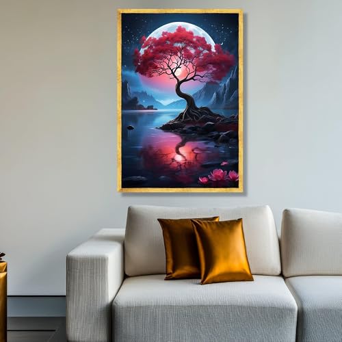 Art mural paysage de fleurs rouges sur toile premium sans cadre 80x120 - 4