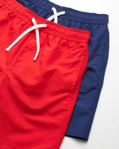 Quad Seven Boys Swim Trunks - 2 Pack Basic Quick Dry Boys Board Shorts Bathing Suit Kids Swimwear with Pockets (Sizes: 8-18)3