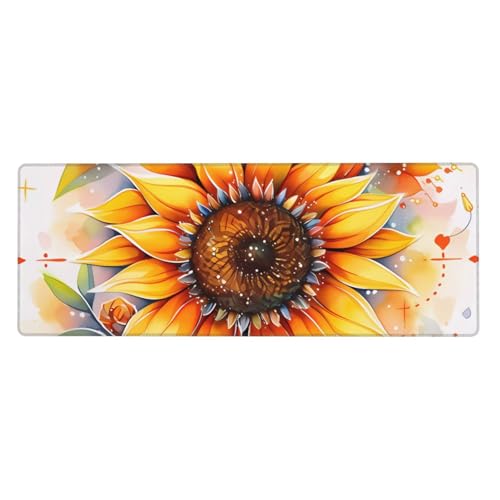 Tapis de clavier jaune tournesol 80x30 cm avec base caoutchouc antidérapante