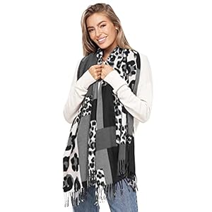 Glamexx24 Damen XXL Schal Kuscheliger warmer Leoparden Muster 3 farbiger Fransen Poncho Schal Oversized Deckenschal