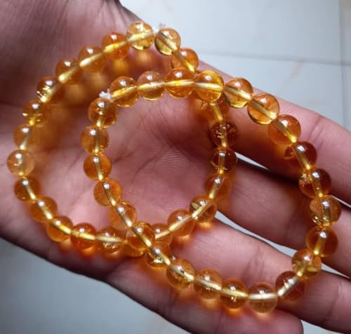 Image of Natural Citrine Crystal Bracelet for Men & Women - 8mm Yellow Citrine Gemstone Bead Bracelet for Wealth, Prosperity, Success, Reiki, Chakra Healing, Meditation & Positive Energy (Pack of 1)