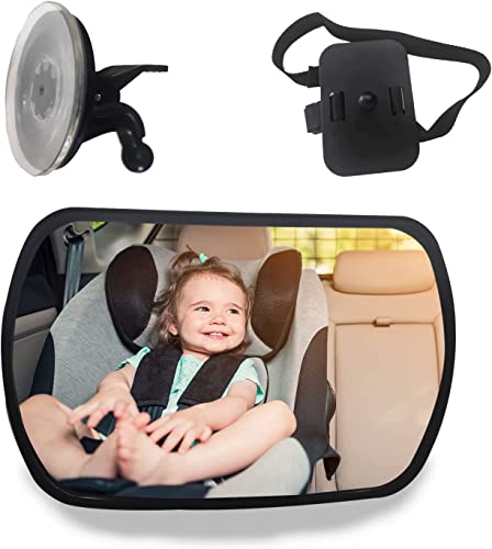 Image of venveal Baby Car Mirror, Mirror Suction Cup Seat for Rear Facing Forward Infant Adjustable Child Safety Wide Clear View (4366-1)