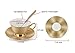 Porcelain Tea Cup and Saucer Coffee Cup Set Golden Color with Saucer and Spoon 8 oz set of 4