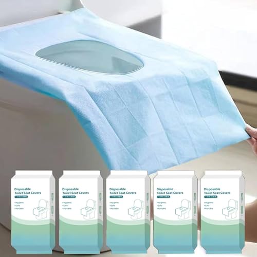 Toilet Seat Covers Disposable Travel Pack 50 count Faster use-Sticker free|Waterproof 40 * 60CM Disposable Toilet Seat Cover for Adults and Kids(B)