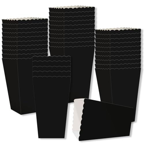 Image of 36 Pcs Black Popcorn Boxes 2 x 4.5 x 2.7 inch Mini Popcorn Boxes for Movie Decorations Cardboard Popcorn Container for Party Disposable Snack Popcorn Bags