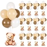 12 Sets Brown Bear Baby Shower Balloon Stand Kit for Table Teddy Bear Table Centerpieces Party Decor Baby Shower with Balloon Decoration for Girl and Boy Birthday Newborn Gender Reveal Party Supplies