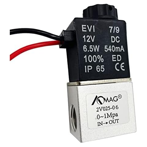 AOMAG® 1/8" 2 Way Normally Closed Pneumatic Aluminum Electric Solenoid Air Valve 12V DC Cover