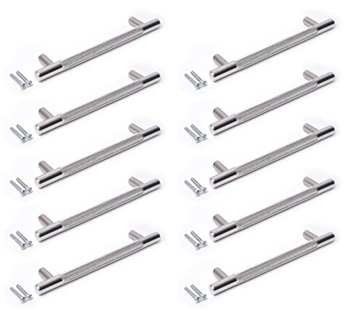 Poignée de placard en T moletée finition chrome brillant - 2