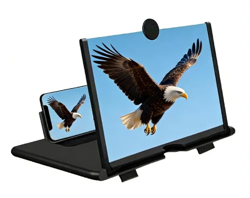Screen Magnifier,3D HD Mobile Phone Magnifier Projector Screen Enlarger for Movies, Videos,Foldable Cell Phone Stand with Screen Amplifier,Supports All Smartphones 10 inch (Black)