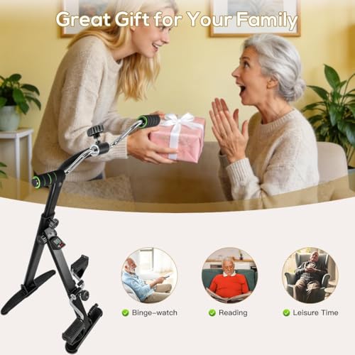 Image of Adjustable Pedal Exerciser for Seniors, Upright Arm and Leg Exercise Bike for Home Physical Therapy, Sit-Down Recumbent Cycle with LCD Display & Chrome Handlebars for Joint Mobility