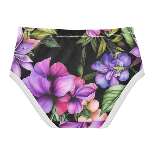 Girls Underwear Toddler 2t Cotton Girl Panties Cute Fancy Briefs Kids Undies Vibrant Purple Floral Green Leaves2