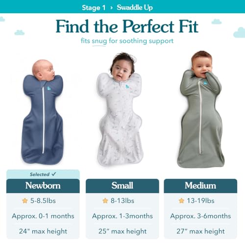 Image of Love To Dream Swaddle UP, Baby Sleep Sack, Twin Zipper for Easy Diaper Changes, Arms UP Position, Hip-Healthy, Lightweight & Breathable, Moderates Temperatures 20-24C, Newborn 0-1 Months, Dusty Blue
