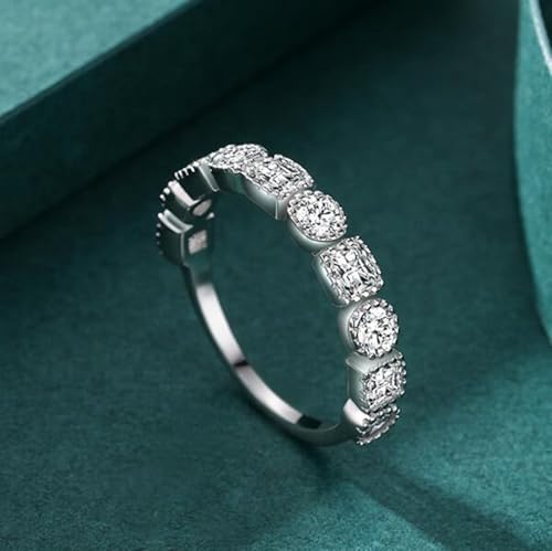 Skcess 9K białe złoto pierścionek biały pierścionek Moissanite, półwieczność obrączka ślubna damska rozmiar 58 (18,5)