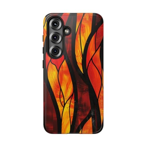 Coque Samsung S25 rigide brillante verre teinté orange anti-choc