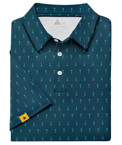 Image of ZITY Mens Golf Polo Shirts Short Sleeve UPF 50+ Performance Moisture Wicking Print Pattern Casual Collared Golf Shirt for Men