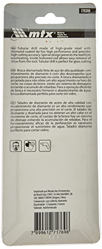 MTX Broca Diamantada Serra Copo para Vidro, Porcelanato e Cerâmica 30 x 67 MM Cilíndrica