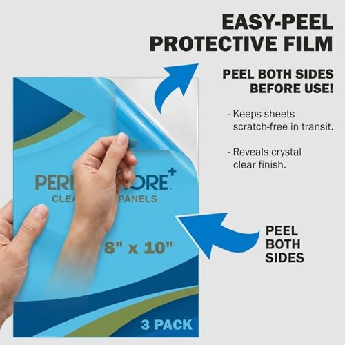 Image of Performore 20 Pack of 8x10 Inch Plexiglass Sheet with Protective Film, 0.04 inch (1mm) Thick PETG Panels, Clear Acrylic Plastic Sheet - Picture Frame Glass Replacement, Flexible Acrylic Sheet