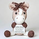 Horse Gifts, Crochet Positive Support Horse– Handmade Emotional Cheer Support Funny Horse Gifts for Friend Coworker Birthday Christmas Stocking Stuffer White Elephant