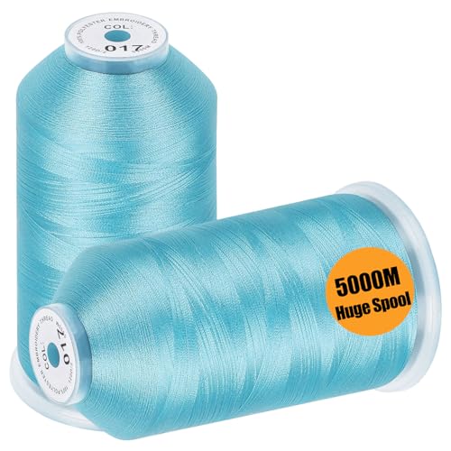 New brothread 2 Huge Spools Embroidery Machine Thread -Light Blue