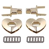 BQLZR Light Golden 32 x 25mm Leather Craft Case Clasp Heart Shape Turnlock Bag Purse Twist Lock Pack of 2